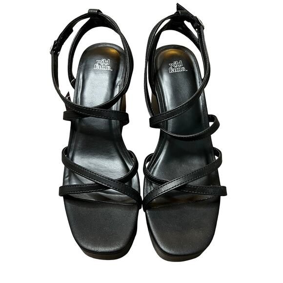 WILD FABLE Ronnie Strappy Platform Wedge Heels Black - Picture 1 of 5